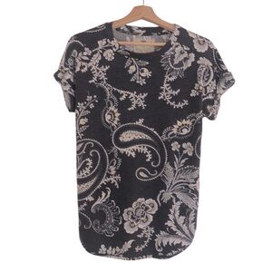 Cupio Paisley Patterned Blue-Gray Top